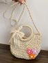 Flower & Twilly Scarf Decor Straw Bag