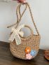 Flower & Twilly Scarf Decor Straw Bag