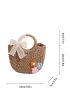 Flower & Twilly Scarf Decor Straw Bag