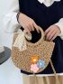 Flower & Twilly Scarf Decor Straw Bag