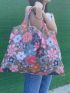 Floral Graphic Shopper Shoulder Tote Bag, Portable Lightweight Handbag, Large Capacity Shopping Bag