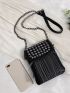 Mini Studded & Fringe Decor Flap Square Bag