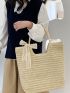 Minimalist Bow Decor Straw Bag