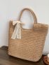 Minimalist Bow Decor Straw Bag