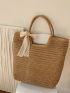 Minimalist Bow Decor Straw Bag