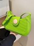 Crocodile Embossed Button Decor Hobo Bag