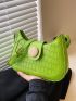 Crocodile Embossed Button Decor Hobo Bag