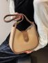 Contrast Binding Button Decor Hobo Bag