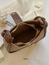 Contrast Binding Button Decor Hobo Bag