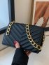 Chevron Quilted Chain Flap Square Bag