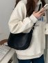 Mini Minimalist Hobo Bag, Crossbody Bag For Women 2023 Black PU Handbag Trendy Messenger Bag Large Capacity