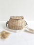 Small Backpack Basket Children Bicycle Basket Handmade Rattan Bag Basket Kid's Backpack