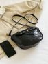 Crocodile Embossed Buckle Decor Saddle Bag