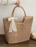 Bow Decor Straw Bag