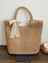 Bow Decor Straw Bag