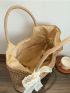 Bow Decor Straw Bag