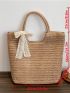 Bow Decor Straw Bag