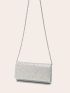 Rhinestone Decor Flap Chain Square Bag