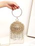 Mini Rhinestone Decor Top Ring Circle Bag