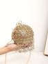 Mini Rhinestone Decor Top Ring Circle Bag