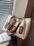 Letter Patch Decor Shoulder Tote Bag