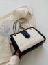 Crocodile Embossed Two Tone Square Bag