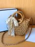 Twilly Scarf Decor Straw Bag