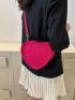 Mini Neon Pink Crocodile Embossed Heart Design Novelty Bag