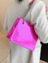 Neon Pink Crocodile Embossed Chain Square Bag