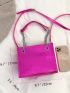 Neon Pink Crocodile Embossed Chain Square Bag