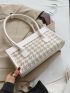 Houndstooth Letter Print Square Bag