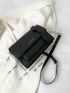 Crocodile Embossed Flap Square Bag With Bag Charm