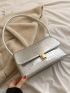 Metallic Crocodile Embossed Baguette Bag