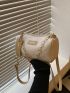 Bow & Letter Embossed Letter Patch & Chain Decor Bucket Bag