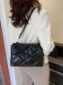 Quilted Pattern Crossbody Chain Decor Flap Square Bag