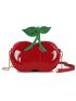 Cherry Pattern Glitter Leaf Decor Cherry Design Chain Novelty Bag