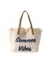 Letter Embroidered Fringe Decor Tote Bag