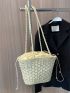 Minimalist Drawstring Design Straw Bag