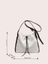 Two Tone Drawstring Design Hobo Bag