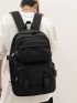 Men Release Buckle Decor Functional Backpack