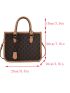 Letter Graphic Square Bag Contrast Binding Satchel For Work & Office