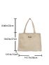 Letter Patch Decor Corduroy Shopper Bag