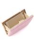 Mini Snakeskin Embossed Rhinestone Decor Chain Glitter Box Bag