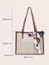 Twilly Scarf Decor Contrast Binding Straw Bag