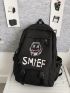 Men Expression & Letter Graphic Functional Backpack