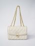 Quilted Pattern Chain Square Bag