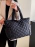 Quilted Detail Shoulder Tote Bag