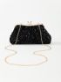 Sequin Decor Kiss Lock Chain Evening Bag