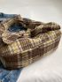 Plaid Pattern Bow Decor Shopper Bag