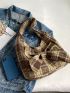 Plaid Pattern Bow Decor Shopper Bag